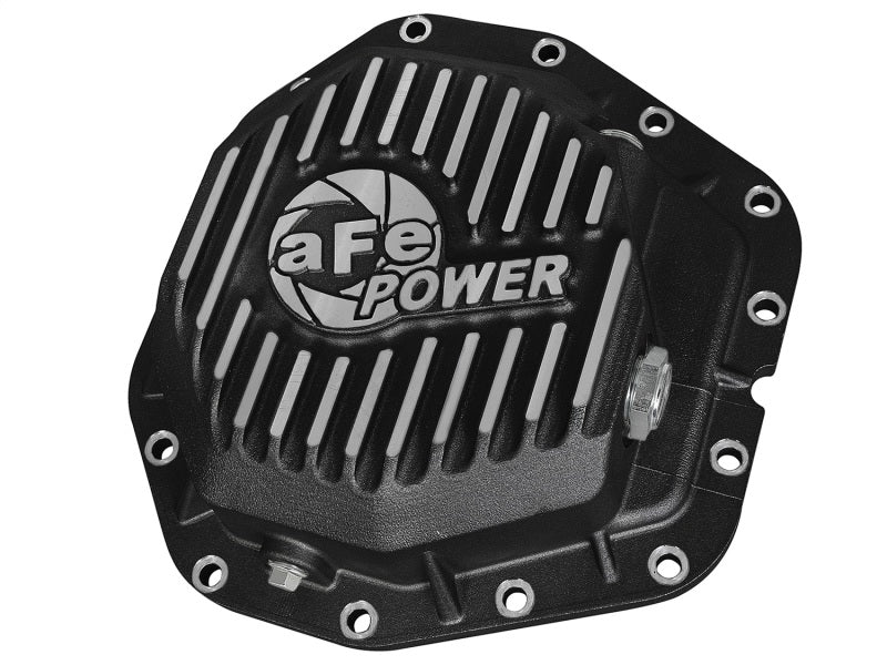 aFe Power Rear Diff Cover Black w/Machined Fins 17 Ford F-350/F-450 6.7L (td) Dana M300-14 (Dually) aFe Diff Covers  AXOPROS