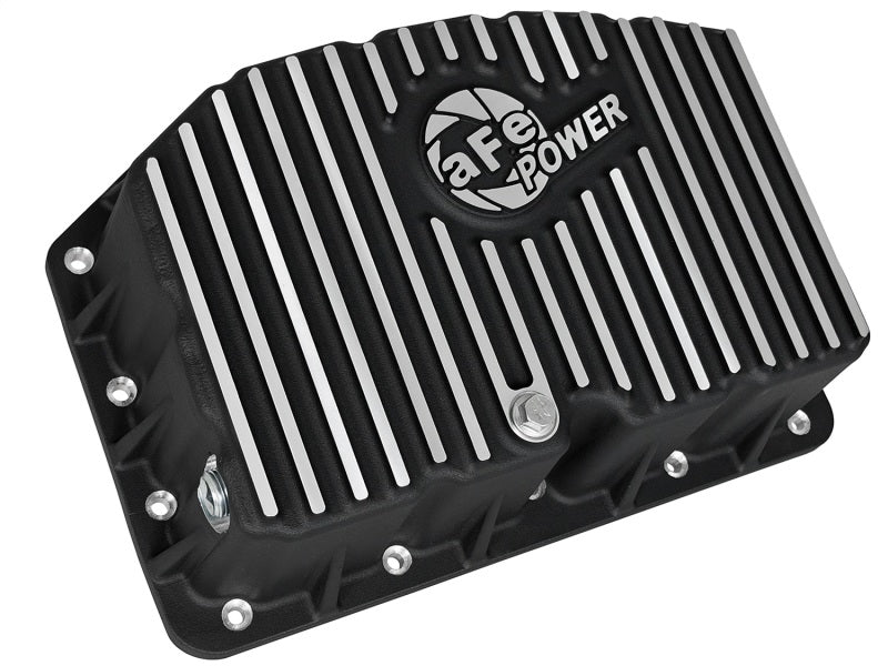 AFE Pro Series Engine Oil Pan Black w/Machined Fins; 11-16 Ford Powerstroke V8-6.7L (td) aFe Diff Covers  AXOPROS
