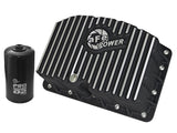 AFE Pro Series Engine Oil Pan Black w/Machined Fins; 11-16 Ford Powerstroke V8-6.7L (td) aFe Diff Covers  AXOPROS