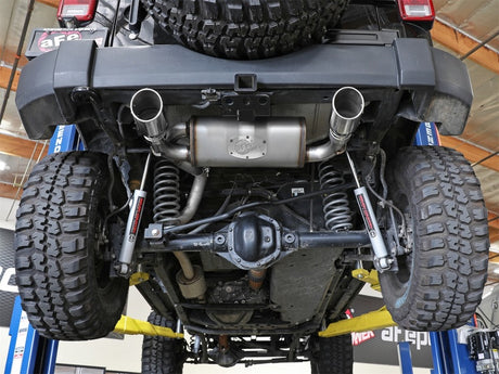 aFe Rebel Series 2.5in 409 SS Axle-Back Exhaust w/Polished Tips 07+ Jeep Wrangler (JK) V6 3.6L/3.8L aFe Axle Back  AXOPROS