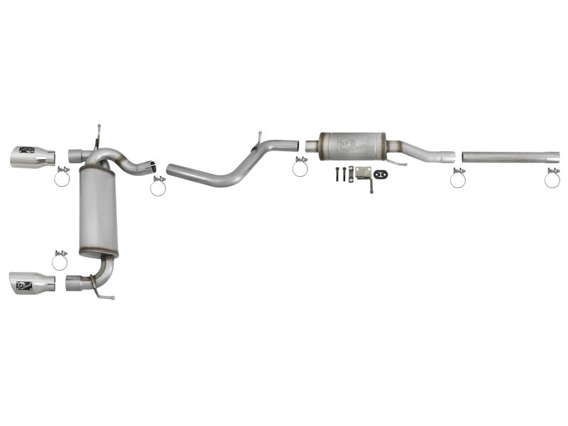 aFe Rebel Series 2.5in 409 SS Cat-Back Exhaust w/ Polished Tips 07+ Jeep Wrangler (JK) V6 3.6L/3.8L aFe Catback  AXOPROS
