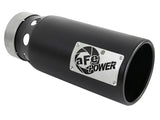 aFe SATURN 4S 4in SS Intercooled Exhaust Tip - Black 4in In x 5in Out x 12in L Bolt-On aFe Tips  AXOPROS