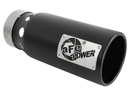 aFe SATURN 4S 4in SS Intercooled Exhaust Tip - Black 4in In x 5in Out x 12in L Bolt-On aFe Tips  AXOPROS