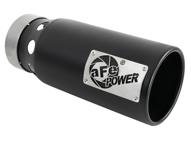 aFe SATURN 4S 4in SS Intercooled Exhaust Tip - Black 4in In x 5in Out x 12in L Bolt-On aFe Tips  AXOPROS