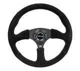 NRG Reinforced Steering Wheel (350mm / 2.5in. Deep) Blk Suede Comfort Grip w/5mm Matte Blk Spokes NRG Steering Wheels  AXOPROS