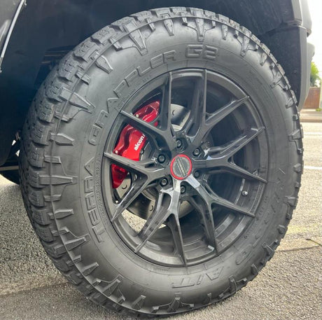 Alcon 2021+ RAM TRX 376x42mm Rotors 6-Piston Red Calipers Front Brake Upgrade Kit Alcon Big Brake Kits  AXOPROS