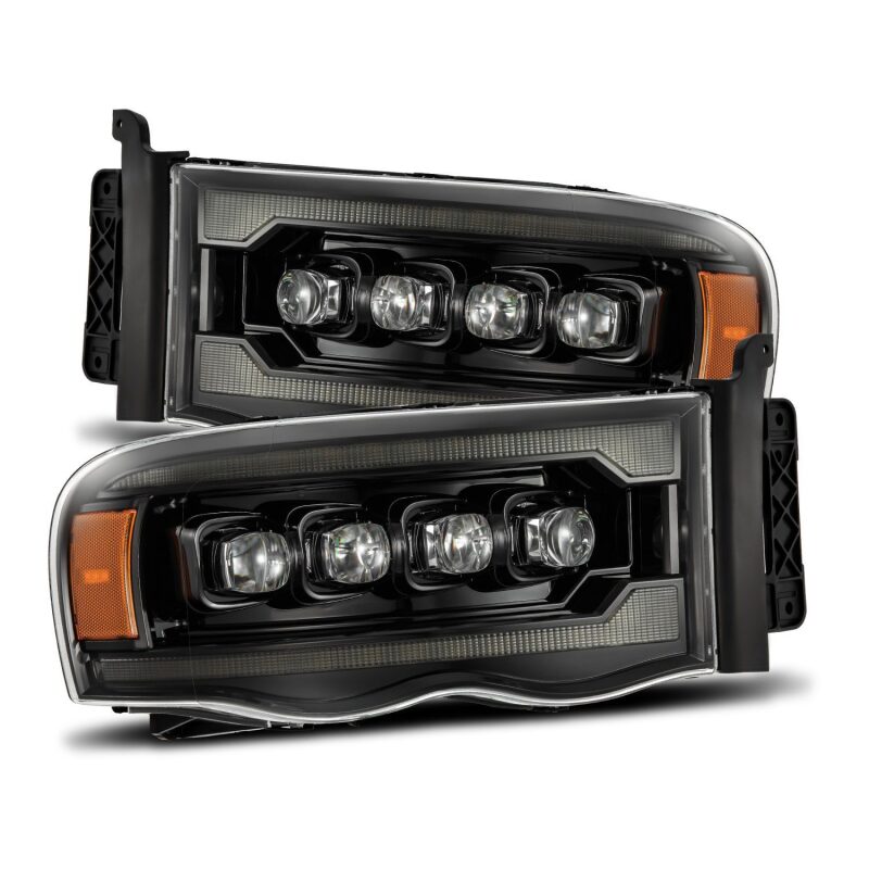 AlphaRex 02-05 Dodge Ram 1500 NOVA LED Proj Headlights Alpha Black w/Activ Light/Seq Signal AlphaRex Headlights  AXOPROS