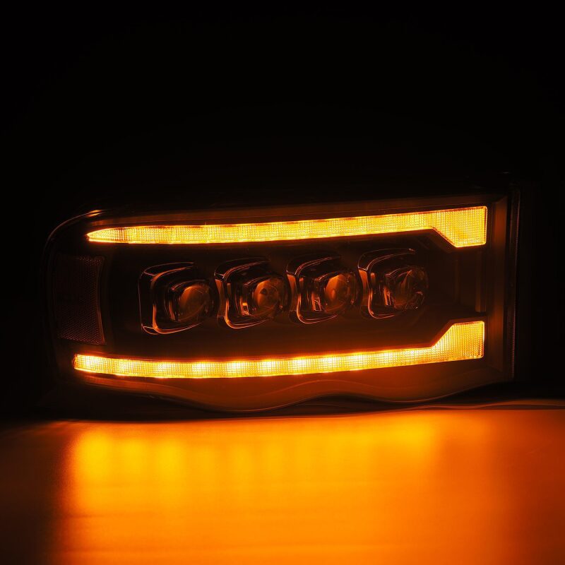 AlphaRex 02-05 Dodge Ram 1500 NOVA LED Proj Headlights Plank Style Blk w/Activ Light/Seq Signal AlphaRex Headlights  AXOPROS