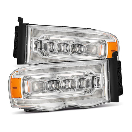 AlphaRex 02-05 Dodge Ram 1500 NOVA LED Proj Headlights Plank Style Chrome w/Activ Light/Seq Signal AlphaRex Headlights  AXOPROS