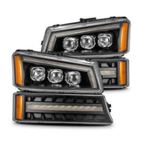 AlphaRex 03-06 Chevy Silverado 1500/2500HD/3500HD/Avalanche Black NOVA LED Proj Headlights AlphaRex Headlights  AXOPROS