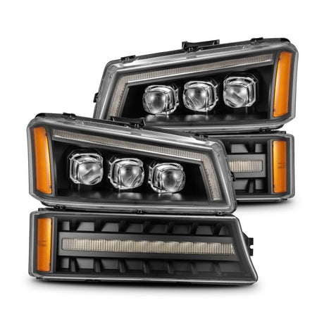AlphaRex 03-06 Chevy Silverado 1500/2500HD/3500HD/Avalanche Black NOVA LED Proj Headlights AlphaRex Headlights  AXOPROS
