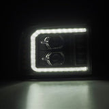 AlphaRex 05-07 Ford F250/350/450/550 Super Duty LUXX LED Proj HL Blk w/Actv Light & Seq Sig + SB DRL AlphaRex Headlights  AXOPROS