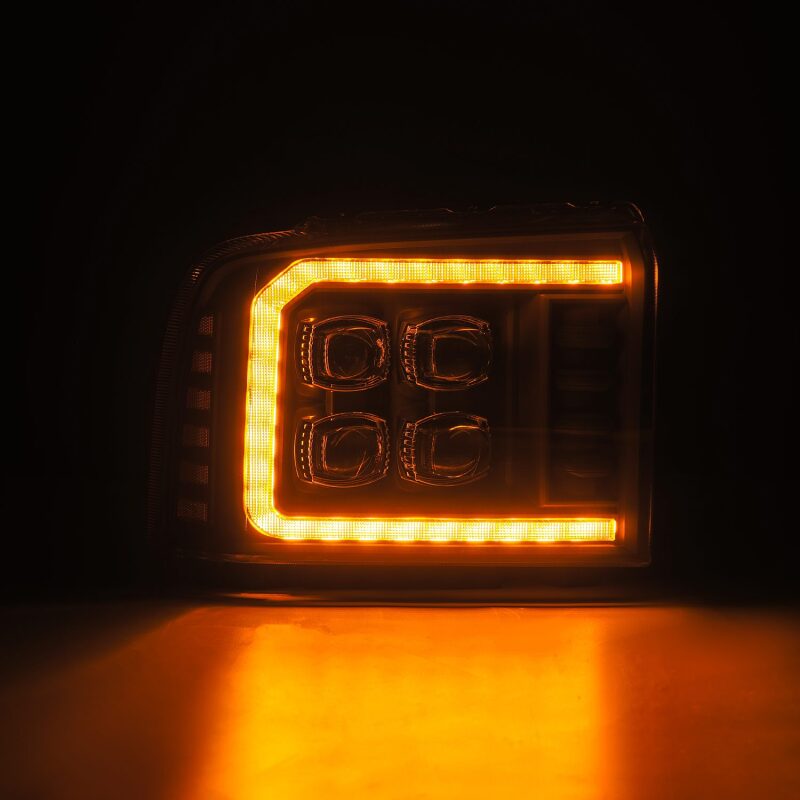 AlphaRex 05-07 Ford F250/350/450/550 Super Duty NOVA LED Proj HL Blk w/Actv Light & Seq Sig + SB DRL AlphaRex Headlights  AXOPROS