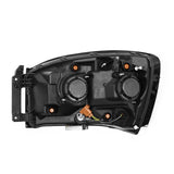 AlphaRex 06-08 Dodge Ram 1500HD NOVA LED ProjHeadlights Plank Style Blk w/Seq Signal/DRL/Amber LED AlphaRex Headlights  AXOPROS