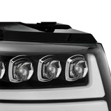 AlphaRex 07-13 Chevy Avalanche NOVA LED Proj Headlights Plank Style Gloss Black w/Activ Light/DRL AlphaRex Headlights  AXOPROS