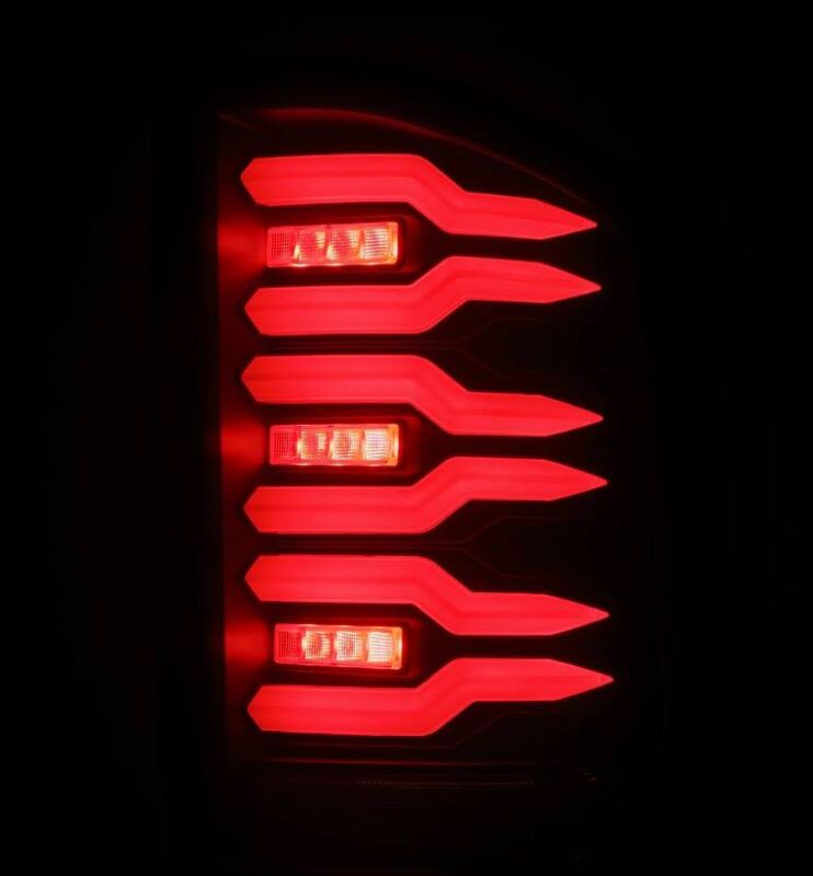 AlphaRex 07-14 Chevrolet Silverado 1500/2500HD/3500HD Luxx-Series LED Tail Lights Blk w/Smoked Lens AlphaRex Tail Lights  AXOPROS