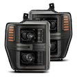 AlphaRex 08-10 Ford F250-550 LUXX-Series LED Projector Headlights Alpha-Blk w/Activ Light/Seq Signal AlphaRex Headlights  AXOPROS