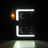 AlphaRex 08-10 Ford F250-550 LUXX-Series LED Projector Headlights Black w/Activ Light/Seq Signal AlphaRex Headlights  AXOPROS