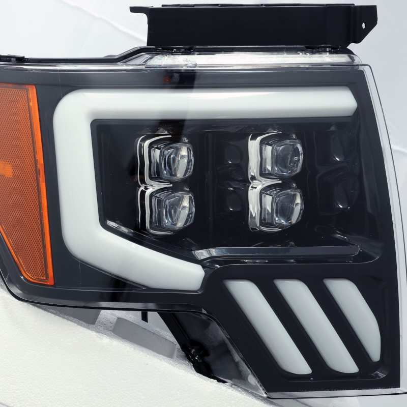 AlphaRex 09-14 Ford F-150 NOVA LED Proj Headlights Plank Style Gloss Black w/Activ Light/Seq Signal AlphaRex Headlights  AXOPROS