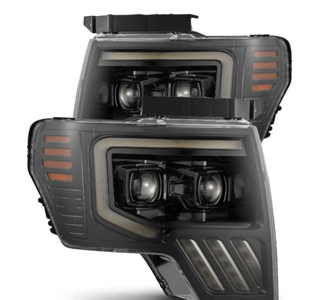 AlphaRex 09-14 Ford F-150 PRO-Series Projector Headlights Black w/Activation Light Seq Signal SB DRL AlphaRex Headlights  AXOPROS
