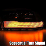 AlphaRex 09-18 Dodge Ram 1500 PRO-Series Projector Headlights Plank Style Alpha Blk w/Seq Signal/DRL AlphaRex Headlights  AXOPROS
