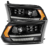 AlphaRex 09-18 Dodge Ram 1500HD PRO-Series Proj Headlights Plank Style Alpha Black w/Seq Signal/DRL AlphaRex Headlights  AXOPROS