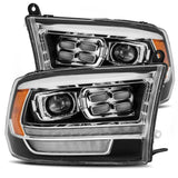 AlphaRex 09-18 Dodge Ram 2500 LUXX LED Proj Headlights Plank Style Black w/Activ Light/DRL AlphaRex Headlights  AXOPROS