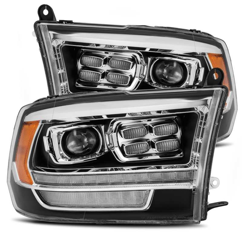 AlphaRex 09-18 Dodge Ram 2500 LUXX LED Proj Headlights Plank Style Black w/Activ Light/DRL AlphaRex Headlights  AXOPROS
