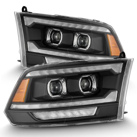 AlphaRex 09-18 Dodge Ram 2500 LUXX LED Proj Headlights Plank Style Blk w/Activ Light/Seq Signal/DRL AlphaRex Headlights  AXOPROS