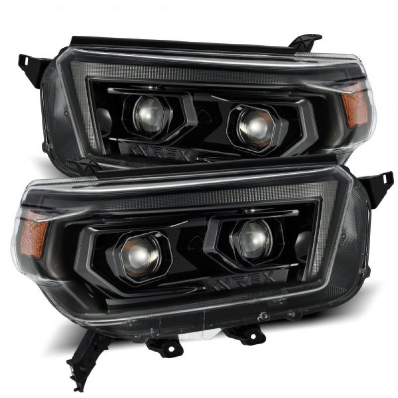 AlphaRex 10-13 Toyota 4Runner LUXX LED Proj Headlights Plank Style Alpha Black w/Seq Signal/DRL AlphaRex Headlights  AXOPROS