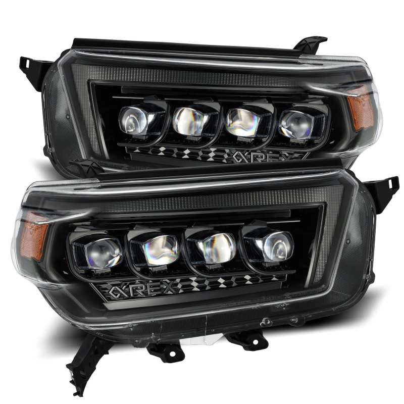 AlphaRex 10-13 Toyota 4Runner NOVA LED Proj Headlights Plank Style Alpha Black w/Seq Signal/DRL AlphaRex Headlights  AXOPROS
