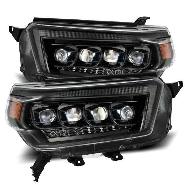 AlphaRex 10-13 Toyota 4Runner NOVA LED Proj Headlights Plank Style Alpha Black w/Seq Signal/DRL AlphaRex Headlights  AXOPROS