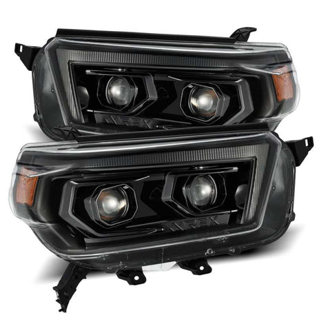 AlphaRex 10-13 Toyota 4Runner PRO-Series Proj Headlights Plank Style Alpha Blk w/Seq Signal/DRL AlphaRex Headlights  AXOPROS