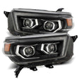 AlphaRex 10-13 Toyota 4Runner PRO-Series Projector Headlights Plank Style Black w/Seq Signal/DRL AlphaRex Headlights  AXOPROS