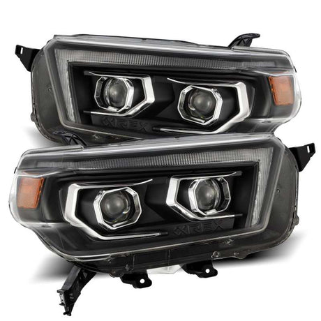 AlphaRex 10-13 Toyota 4Runner PRO-Series Projector Headlights Plank Style Black w/Seq Signal/DRL AlphaRex Headlights  AXOPROS