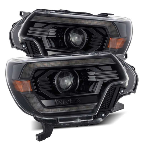 AlphaRex 12-15 Toyota Tacoma PRO-Series Projector Headlights Plank Style Alpha Black w/DRL AlphaRex Headlights  AXOPROS
