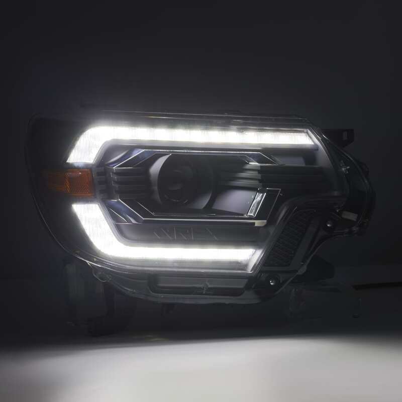 AlphaRex 12-15 Toyota Tacoma PRO-Series Projector Headlights Plank Style Black w/DRL AlphaRex Headlights  AXOPROS
