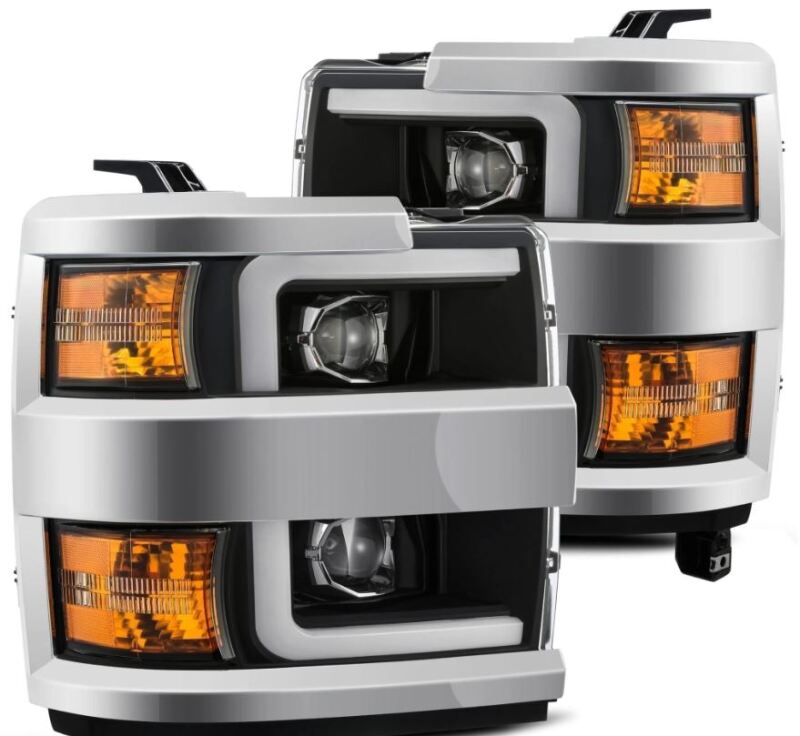 AlphaRex 15-19 Chevy Silverado 2500/3500 LUXX-Series Proj. Headlights Blk w/Actv SeqSig & SBDRL AlphaRex Headlights  AXOPROS