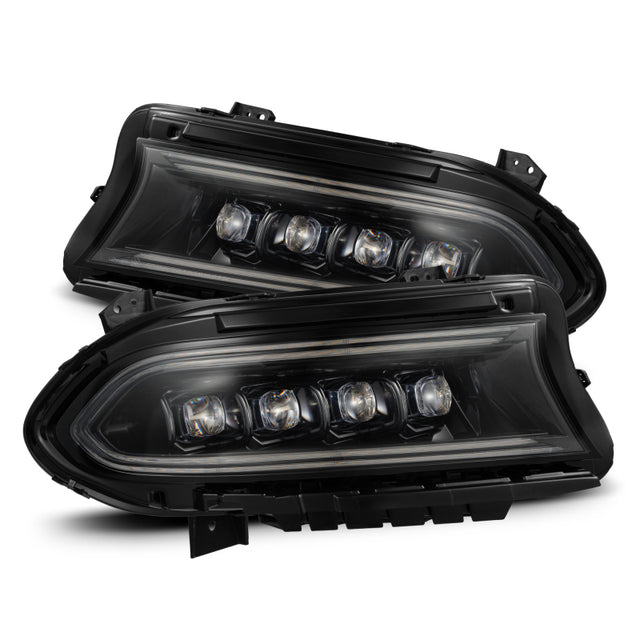AlphaRex 15-23 Dodge Charger NOVA LED Proj Headlights Alpha-Blk w/Actv Light & Seq.Sig / SB DRL AlphaRex Headlights  AXOPROS