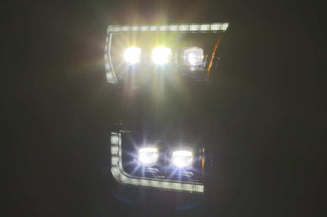 AlphaRex 17-20 Ford Raptor NOVA LED Proj Headlights Plank Style Alpha Black w/Activ Light/Seq Signal AlphaRex Headlights  AXOPROS
