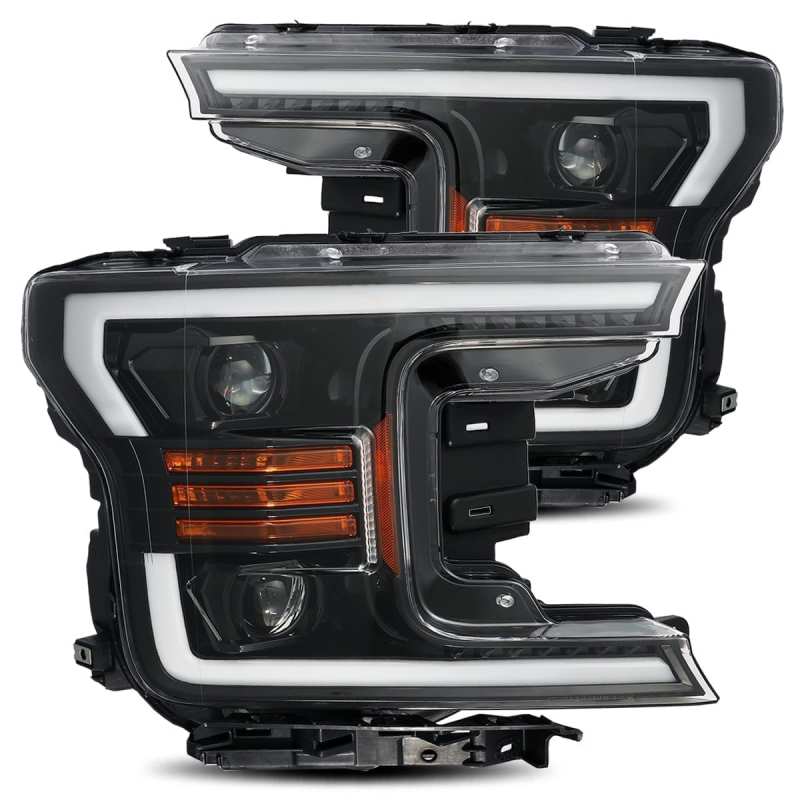 AlphaRex 18-19 Ford F-150 PRO-Series Proj Headlights Plank Style Gloss Blk w/Activ Light/Seq Signal AlphaRex Headlights  AXOPROS