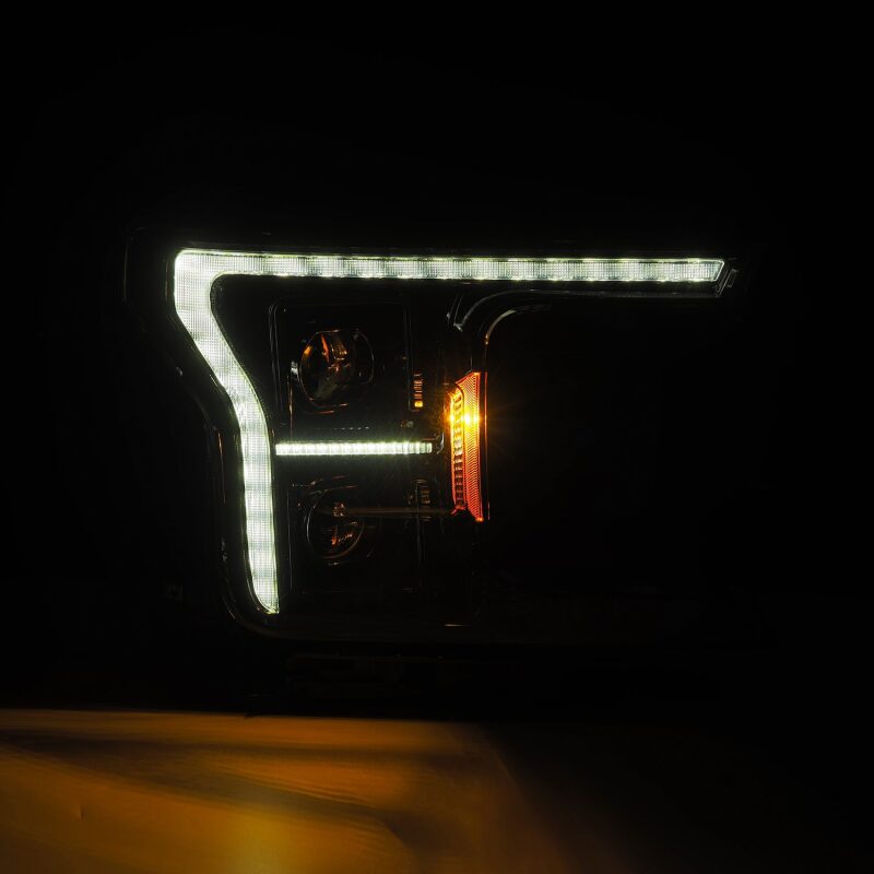 AlphaRex 18-20 Ford F-150 (Req. Conv F150 w/LED) LUXX LED Proj HL Alpha-Blk w/Actv Lt Seq Sig SB DRL AlphaRex Headlights  AXOPROS