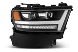 AlphaRex 19-20 Ram 1500HD PRO-Series Proj Headlight Plnk Style Blk w/Activ Light/Seq Signal/Plnk DRL AlphaRex Headlights  AXOPROS