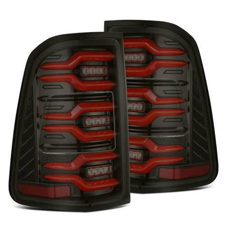 AlphaRex 19-21 Dodge Ram 1500 Luxx-Series LED Tail Lights Black/Red w/Activ Light/Seq Signal AlphaRex Tail Lights  AXOPROS