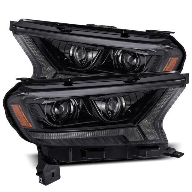 AlphaRex 19-21 Ford Ranger LUXX LED Proj Headlights Plank Style Alpha Black w/Seq Signal/DRL AlphaRex Headlights  AXOPROS