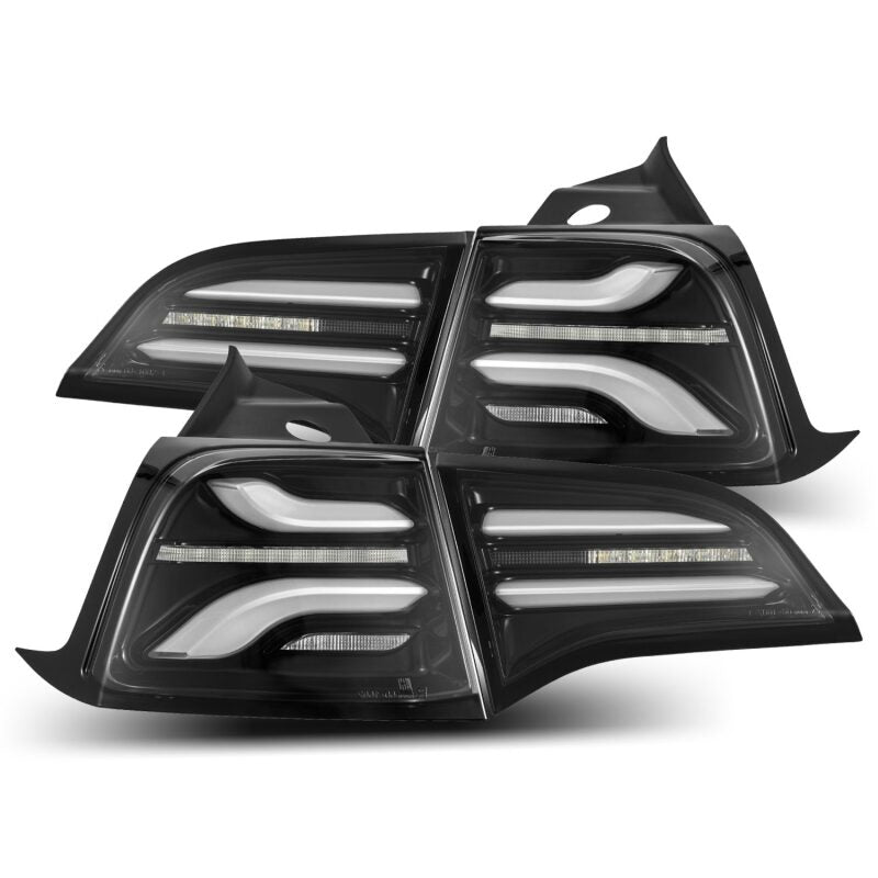 AlphaRex 20-22 Tesla Model Y PRO-Series LED Tail Lights Jet Black w/Seq Sig AlphaRex Tail Lights  AXOPROS