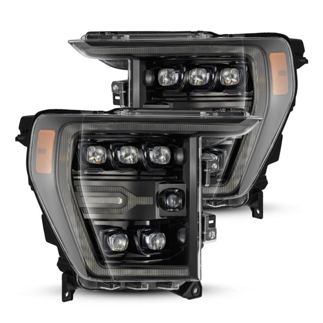 AlphaRex 21-22 Ford F-150 NOVA LED Proj Headlights Plank Style Alpha Blk w/Activ Light/Seq Signal AlphaRex Headlights  AXOPROS