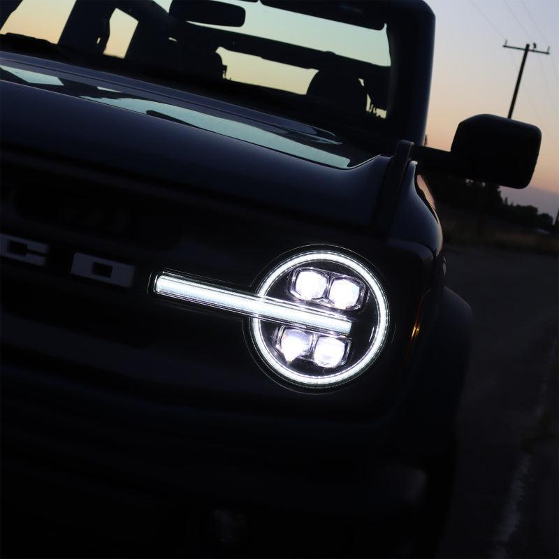 AlphaRex 21-23 Ford Bronco NOVA LED Projector Headlights Black AlphaRex Headlights  AXOPROS