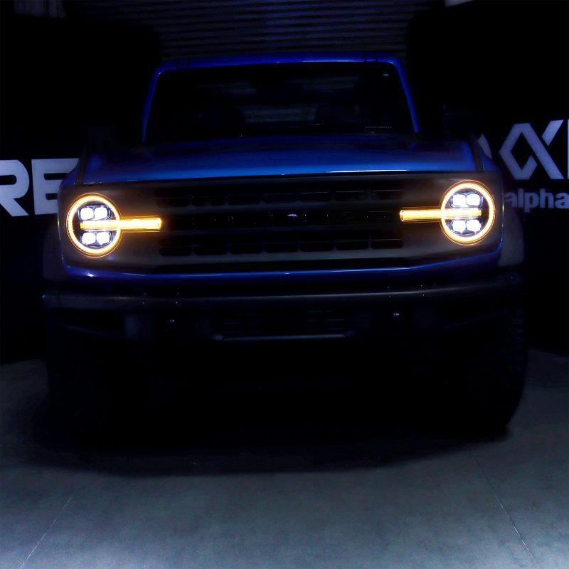 AlphaRex 21-23 Ford Bronco NOVA LED Projector Headlights Black AlphaRex Headlights  AXOPROS