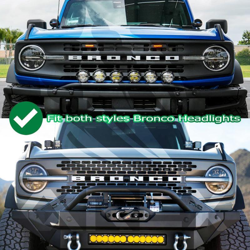 AlphaRex 21-23 Ford Bronco NOVA LED Projector Headlights Black AlphaRex Headlights  AXOPROS